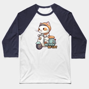 Kawaii cat riding scooter Baseball T-Shirt